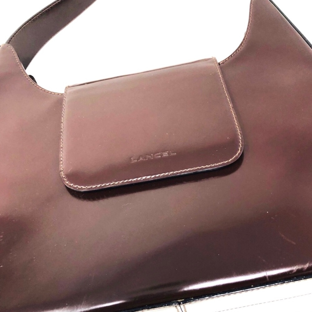 LANCEL Paris dark burgundy structured leather purse, made in Italy - Picture 6 of 7